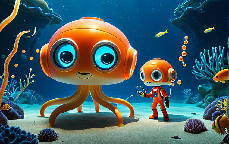 Deep Sea Exploration**
"The Octonauts' Octopod exploring a bioluminescent deep-sea environment, filled with unusual glowing creatures. Coralina, the marine biologist, is observing a lanternfish. Safe for work, appropriate content, fully clothed, professional illustration, perfect anatomy, correct proportions, natural pose, high quality, family-friendly."
**