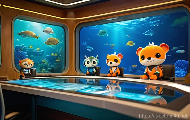 옥토넛 탐험에서의 리더십 사례 - **"Captain Barnacles of the Octonauts stands confidently at the center of the Octopod control room, ...