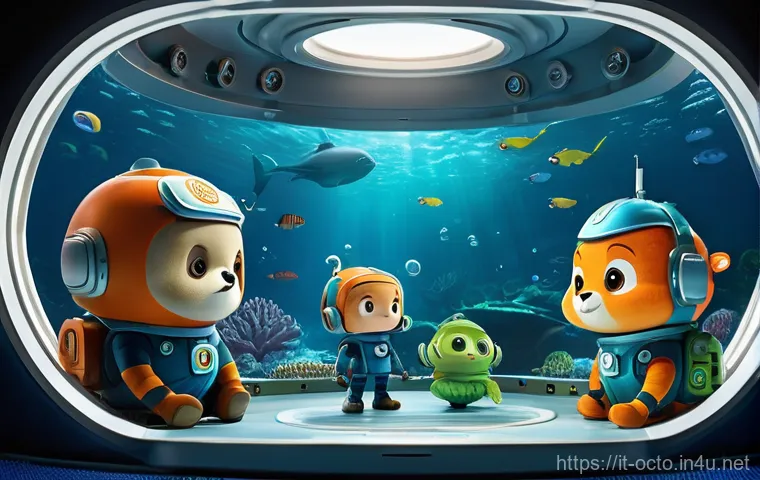 옥토넛 탐험에서의 리더십 사례 - **"Captain Barnacles of the Octonauts stands confidently at the center of the Octopod control room, ...