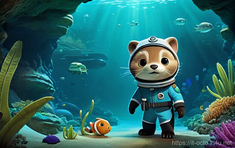 옥토넛 캐릭터성향 심층 분석 - **Prompt 1: Captain Barnacles' Brave Rescue**
    "An underwater scene depicting Captain Barnacles, ...