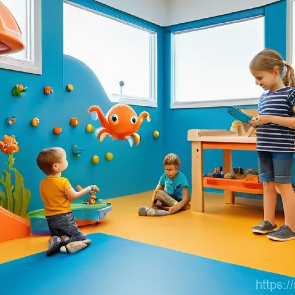 옥토넛 관련 기념품 및 상품 리뷰 - **Prompt:** A cheerful and imaginative indoor scene within a child's playroom, featuring the large, ...