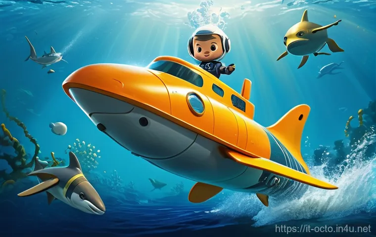 옥토넛 퀘이지의 탐험가적인 면모 - **Prompt 1: Kwazii's Daring Underwater Discovery**
    "A vibrant, high-definition illustration of K...