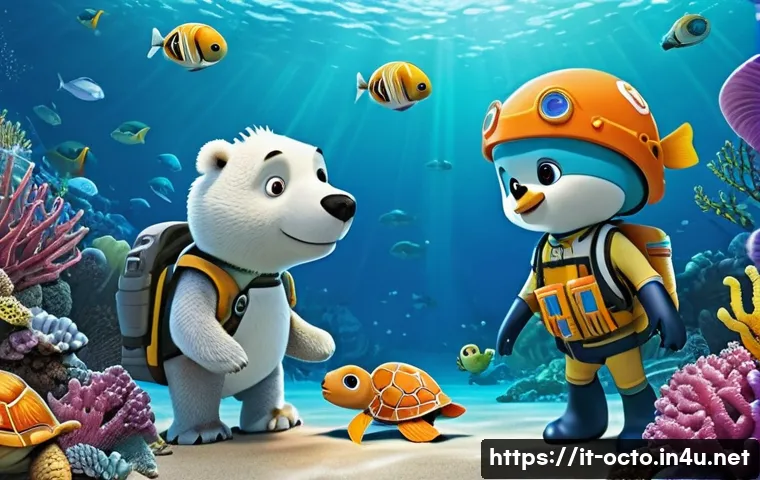 옥토넛 제작사와의 협업 사례 - **Prompt 1: "Underwater Rescue in a Vibrant Coral Reef"**
"A stunning, highly detailed 3D animat...