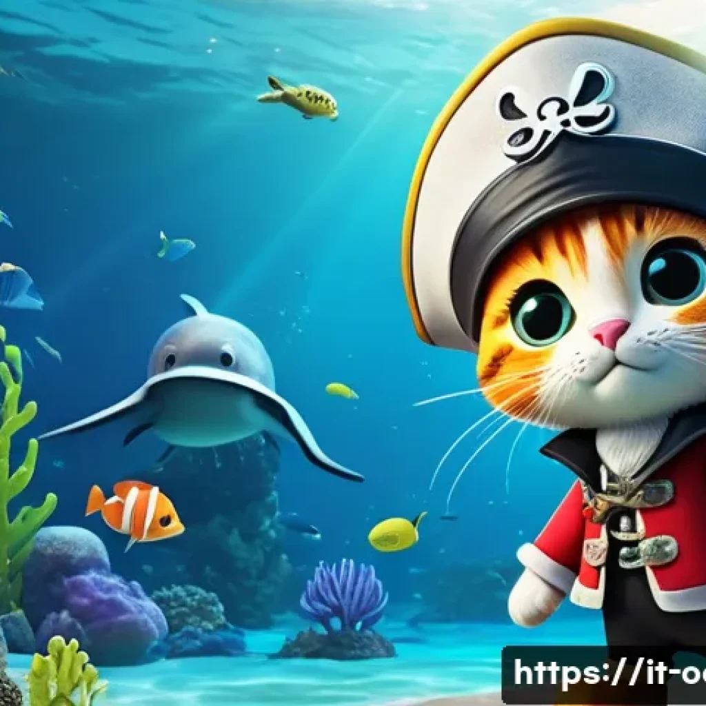 옥토넛 퀘이지의 행동 강령 - A brave animated pirate cat character inspired by Kwazii from Octonauts, wearing a colorful pirate h...