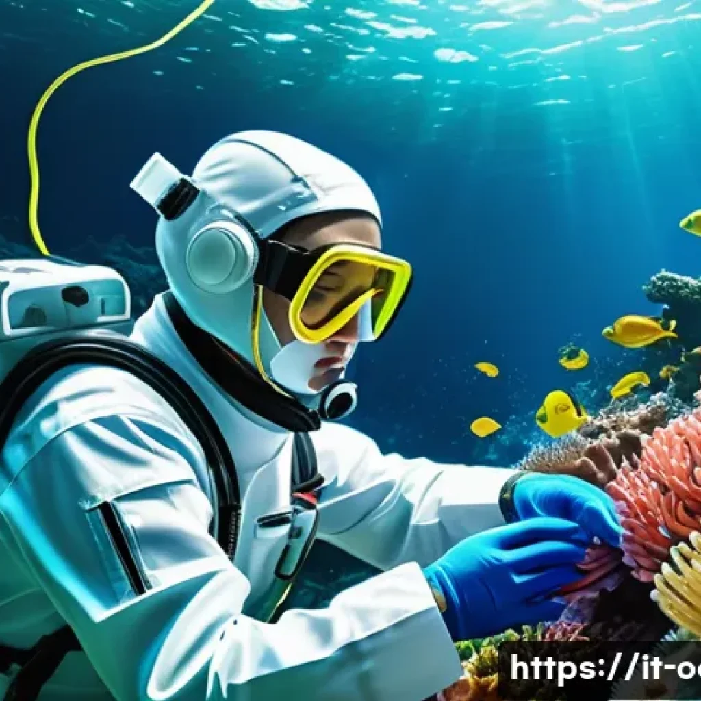 옥토넛 페이소의 인간적 모습 - A calm and compassionate underwater medic dressed in a clean white uniform, gently tending to a frig...