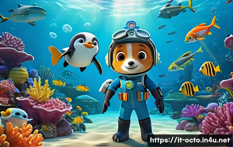 옥토넛 제작사 비하인드 스토리 - A vibrant underwater scene featuring the Octonauts team&mdash;Captain Barnacles in a clean, blue underwate...