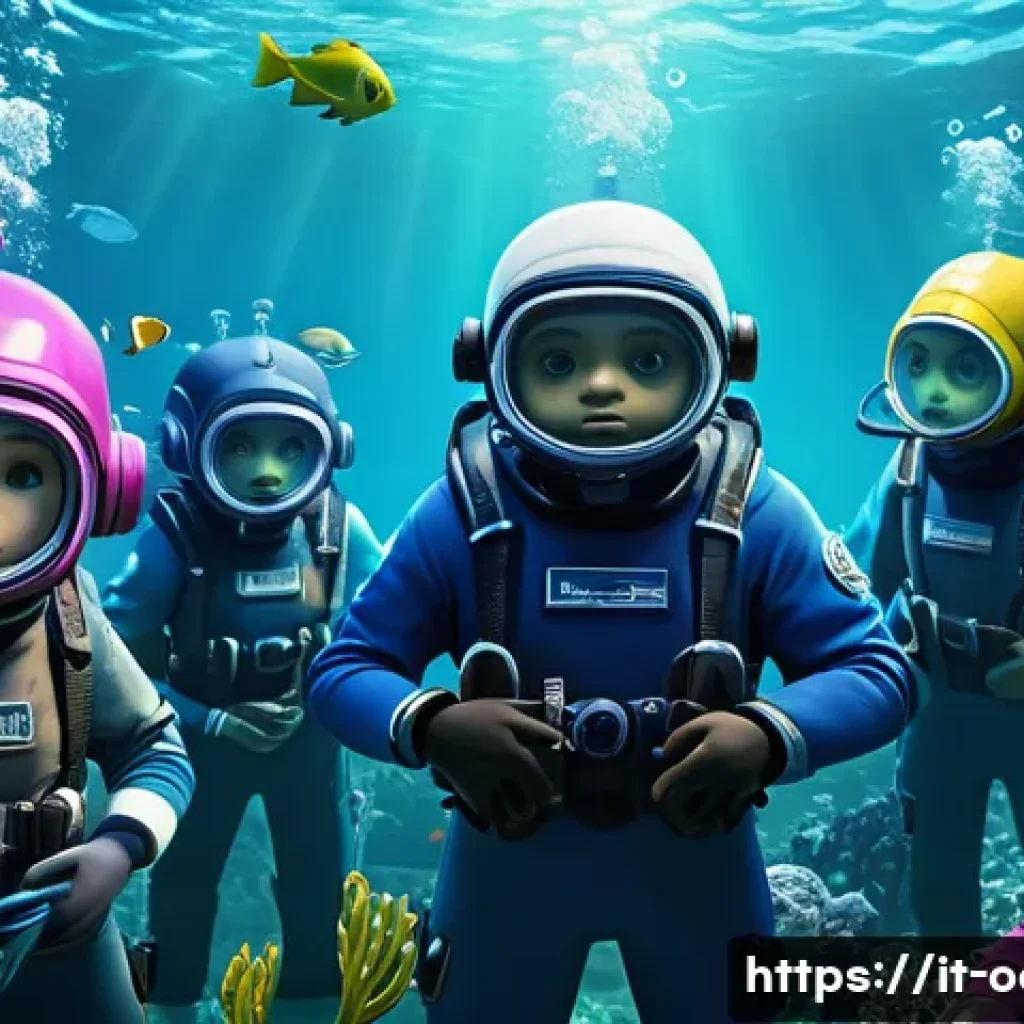 옥토넛 시즌별 가장 슬픈 순간 - A heartfelt underwater scene featuring a group of diverse Octonaut characters, each wearing colorful...