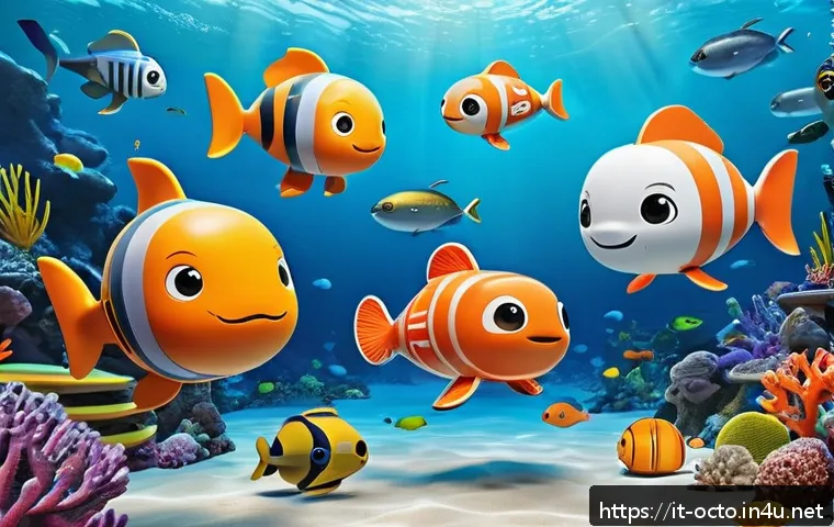 옥토넛 인기 장난감의 특징 - A vibrant underwater scene featuring the Octonauts team of colorful, round-shaped characters and the...