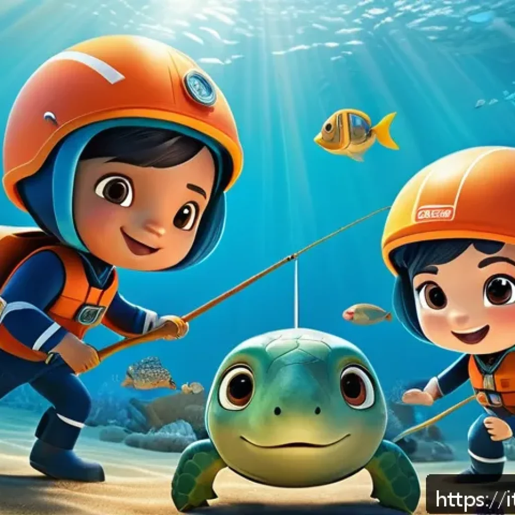 옥토넛 캐릭터 대사 명장면 - A colorful underwater scene featuring the Octonauts team working together to rescue a distressed sea...