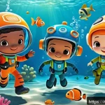 옥토넛 인기 시리즈 다시보기 - A vibrant underwater scene featuring the Octonauts team of animated characters exploring a colorful ...