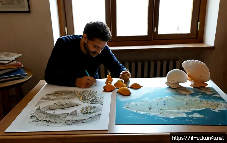 옥토넛 제작 초기 아이디어 - Photorealistic creative studio in Rome during early development of a children’s underwater adventure...
